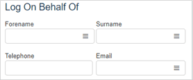 Log On Behalf Details